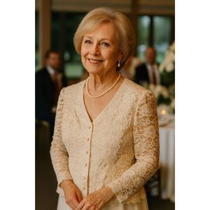Vntg Cachet by Bari Protas Evening Jacket 11/12 Cream Lace Romantic Classic Chic